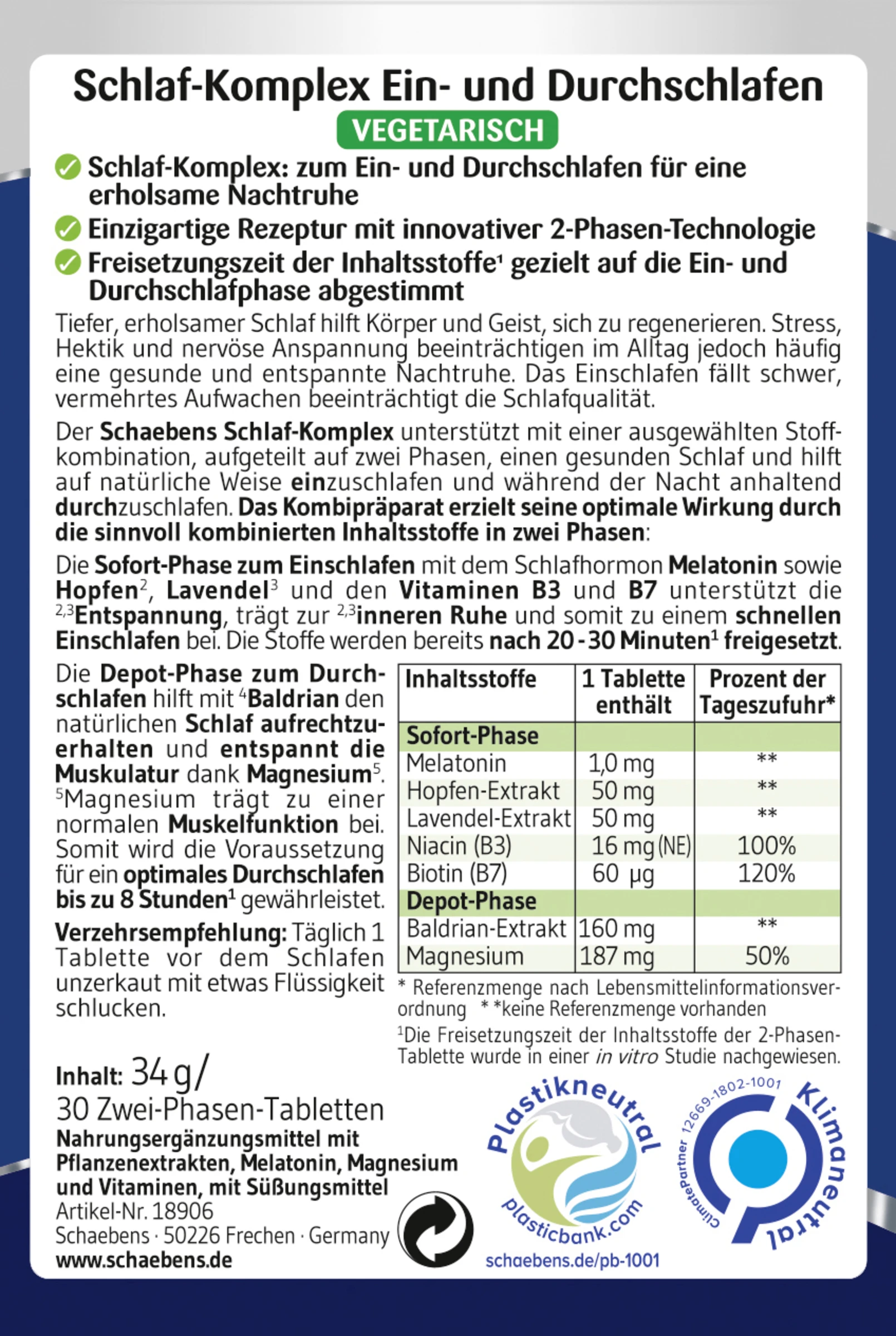 Schaebens Schlaf-Komplex Tabletten 2 Schaebens Schlaf-Komplex Tabletten – Bild 2