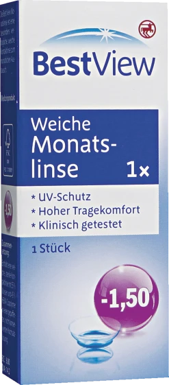 BestView Weiche Monatslinse -1,50