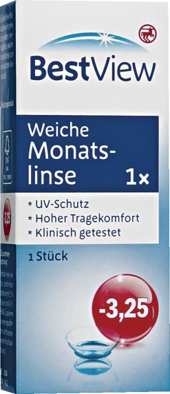 BestView Weiche Monatslinse -3,25