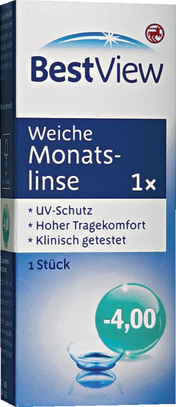 BestView Weiche Monatslinse -4,00