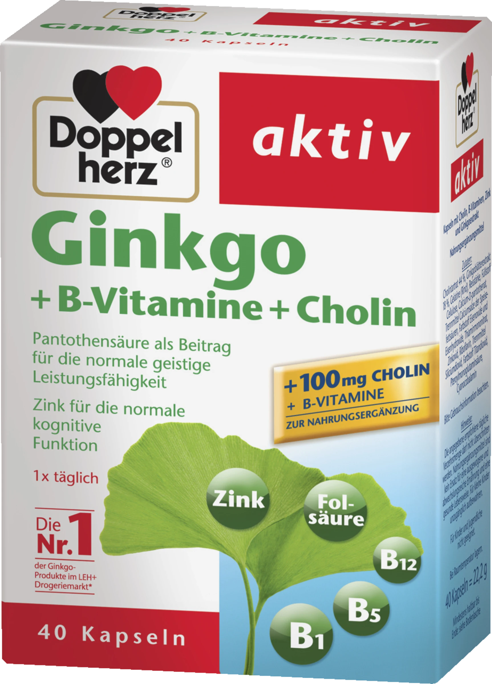 Doppelherz Aktiv Ginkgo + B-Vitamine + Cholin 3 Doppelherz Aktiv Ginkgo + B-Vitamine + Cholin – Bild 3