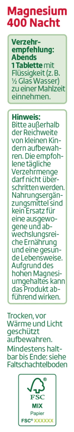 Altapharma Magnesium 400 Nacht Hochdosiert -NIVEA SHOP MAM 4066449 SHOP IMAGE 1.4