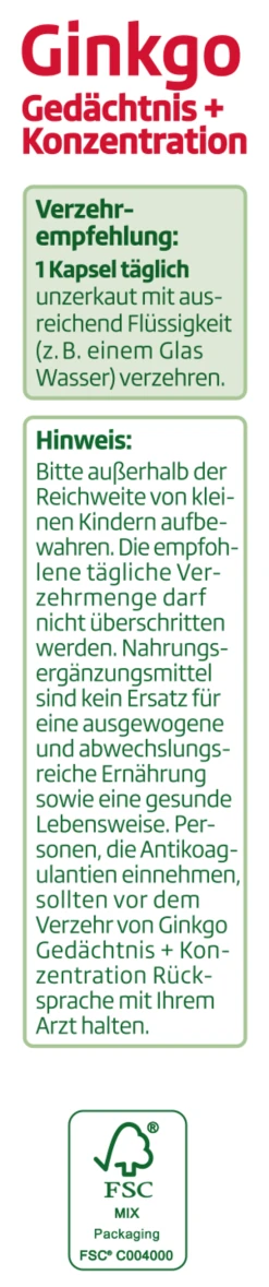 Altapharma Ginkgo Gedächtnis + Konzentration -NIVEA SHOP MAM 4066469 SHOP IMAGE 1.5