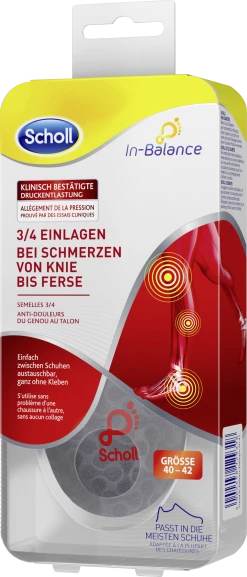 Scholl In-Balance 3/4 Einlagen Bei Schmerzen Von Knie Bis Ferse Größe 40 - 42