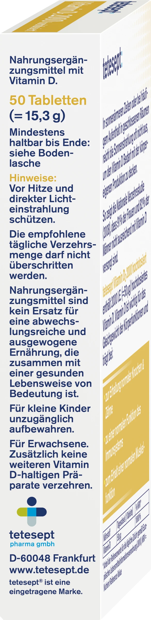 Tetesept Vitamin D3 2000 Hochdosiert 2 Tetesept Vitamin D3 2000 Hochdosiert – Bild 2