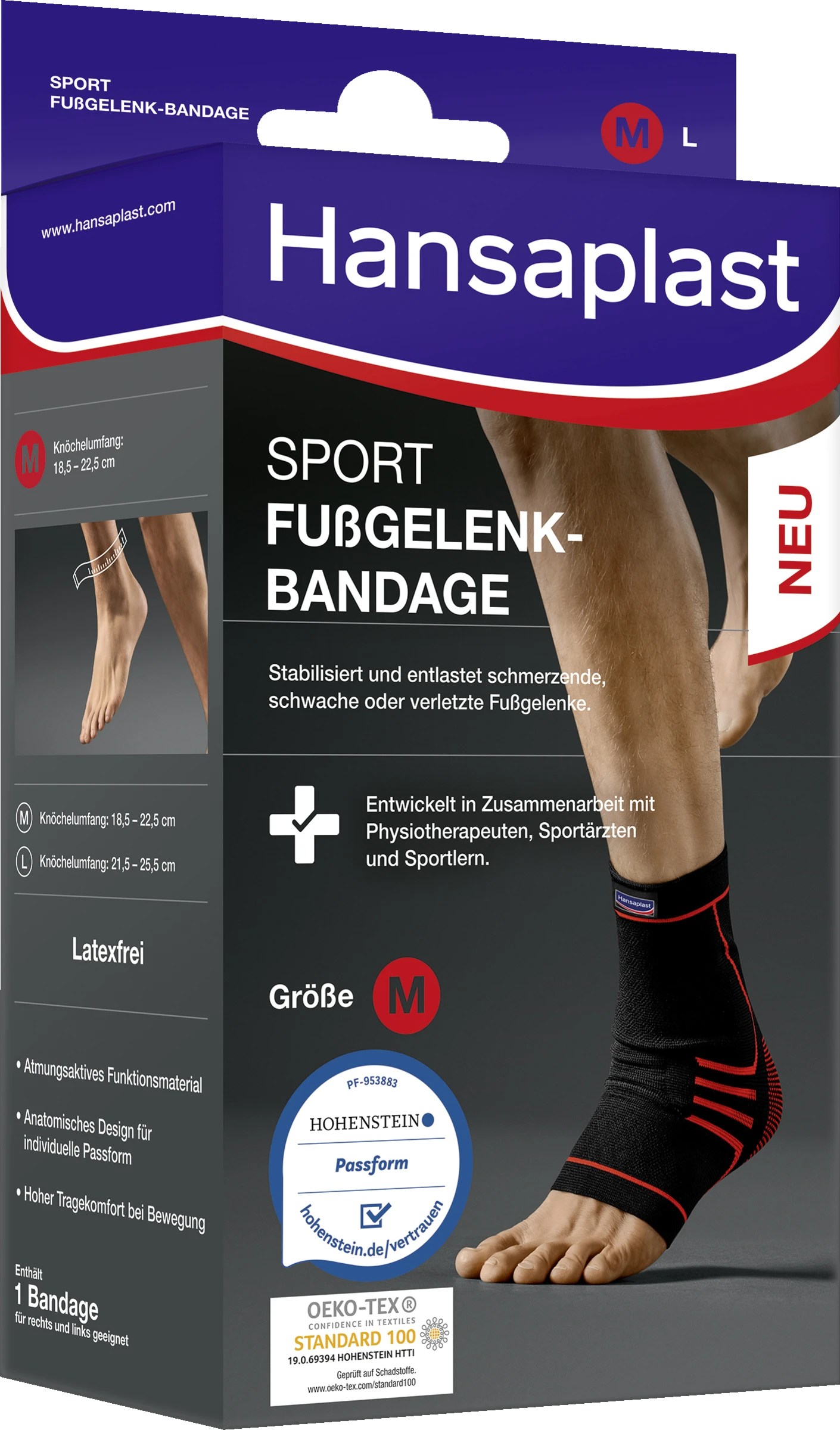 HANSAPLAST Sport Fußgelenk-Bandage Gr. M 1 HANSAPLAST Sport Fußgelenk-Bandage Gr. M