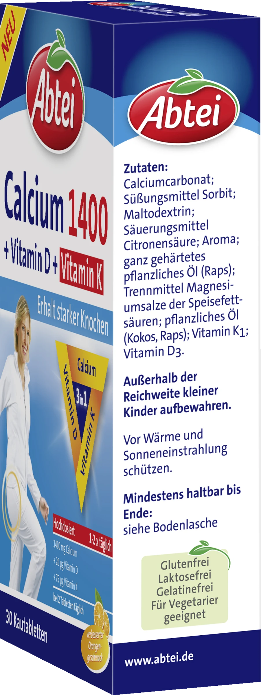 Abtei Calcium 1400 + Vitamin D + Vitamin K 2 Abtei Calcium 1400 + Vitamin D + Vitamin K – Bild 2
