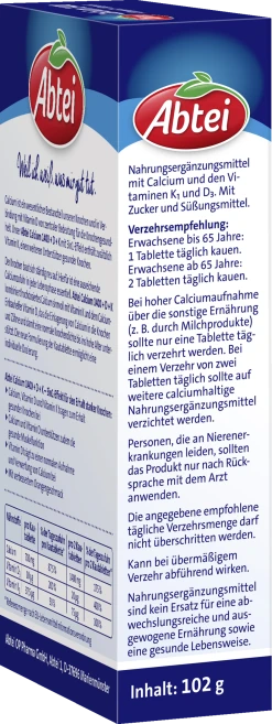 Abtei Calcium 1400 + Vitamin D + Vitamin K 6 Abtei Calcium 1400 + Vitamin D + Vitamin K -NIVEA SHOP MAM 6478276 SHOP IMAGE 1.4