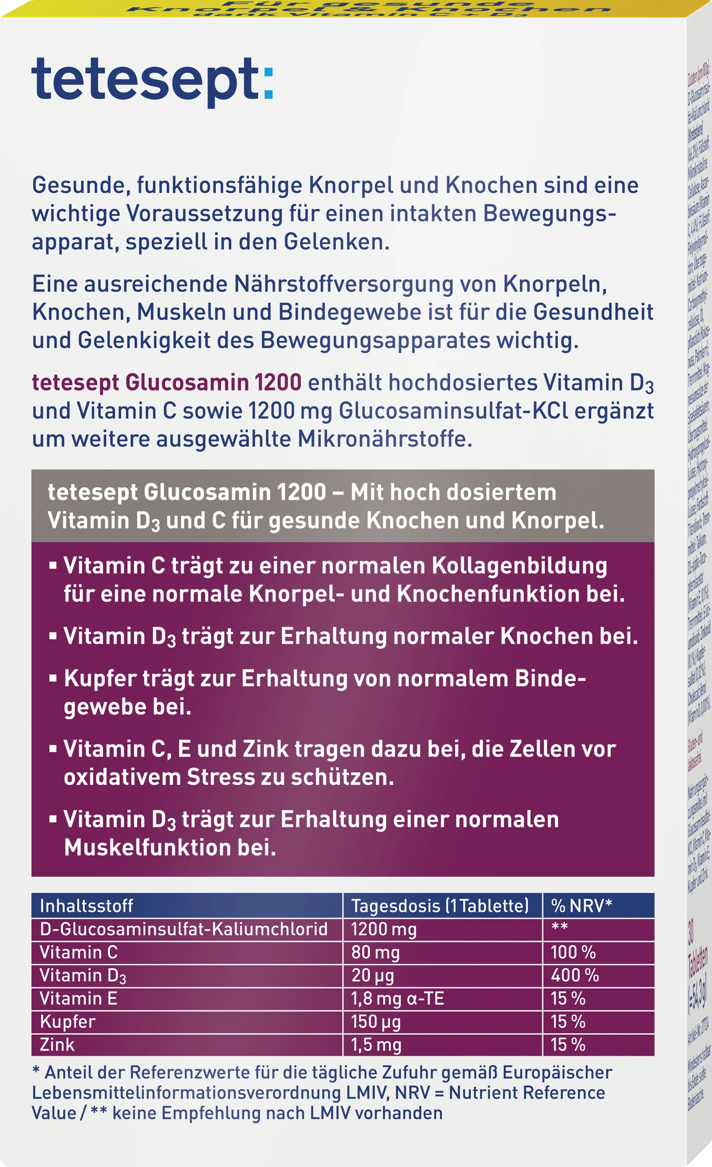 Tetesept Glucosamin 1200 Tabletten 3 Tetesept Glucosamin 1200 Tabletten – Bild 3