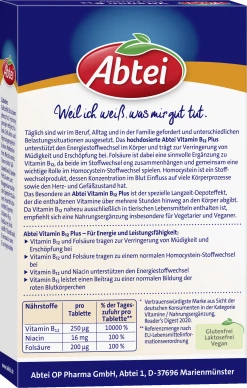 Abtei Vitamin B12 Plus Fölsäure Tabletten 7 Abtei Vitamin B12 Plus Fölsäure Tabletten -NIVEA SHOP MAM 6800093 SHOP IMAGE 1.5