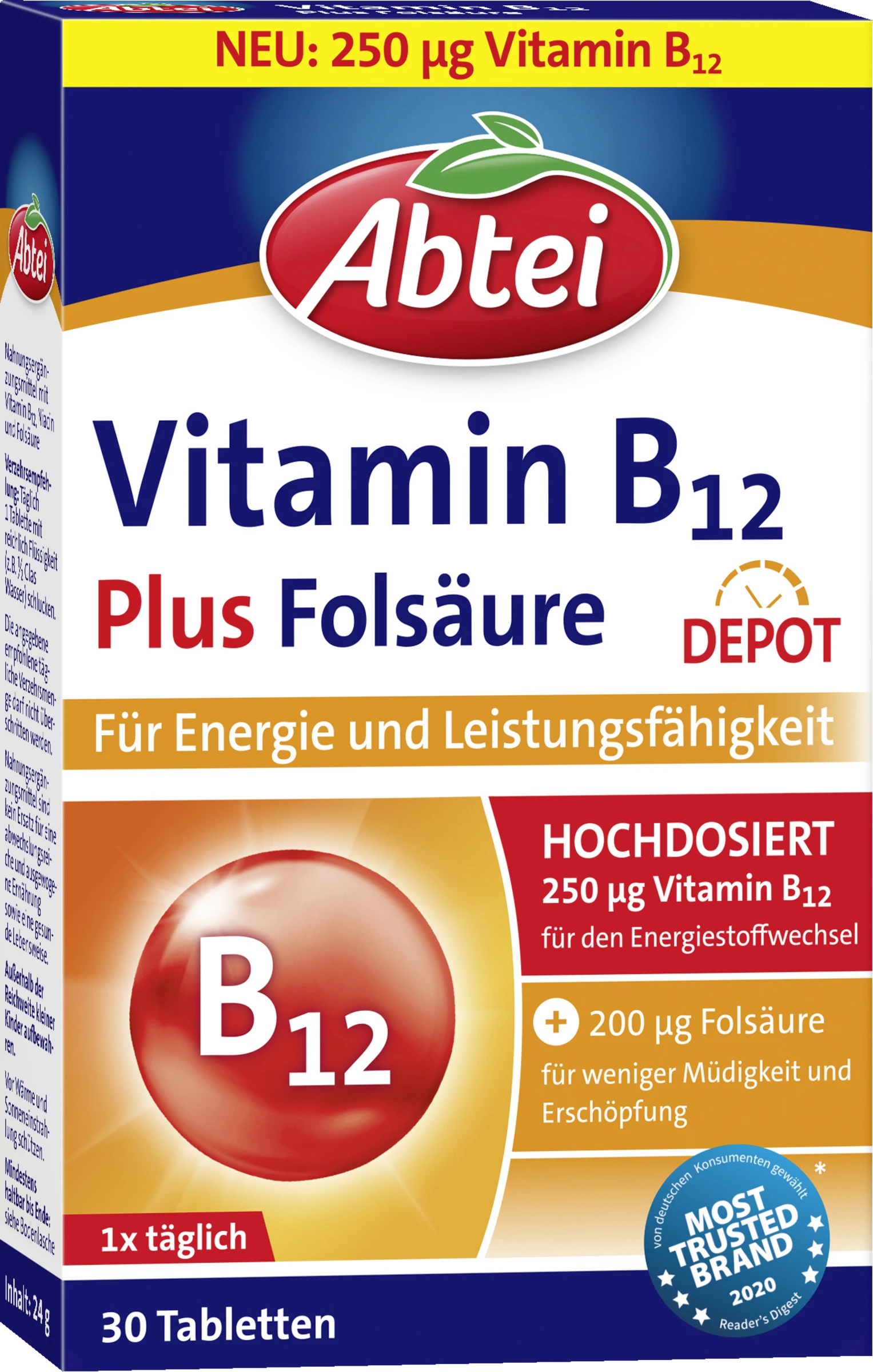 Abtei Vitamin B12 Plus Fölsäure Tabletten 1 Abtei Vitamin B12 Plus Fölsäure Tabletten