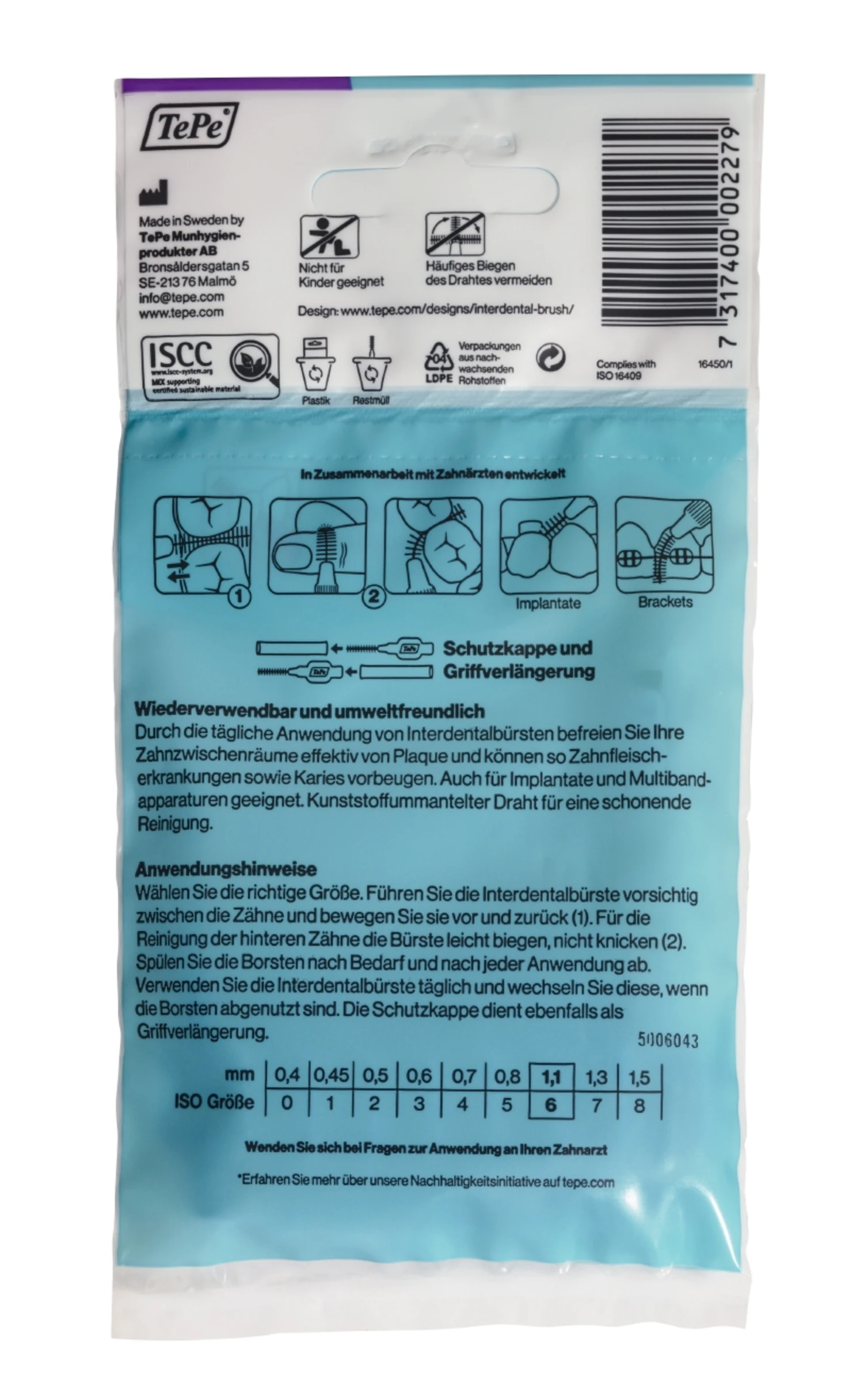 TePe Interdentalbürsten Lila, ISO 6, 1,1 Mm, 8 Stück 2 TePe Interdentalbürsten Lila, ISO 6, 1,1 Mm, 8 Stück – Bild 2