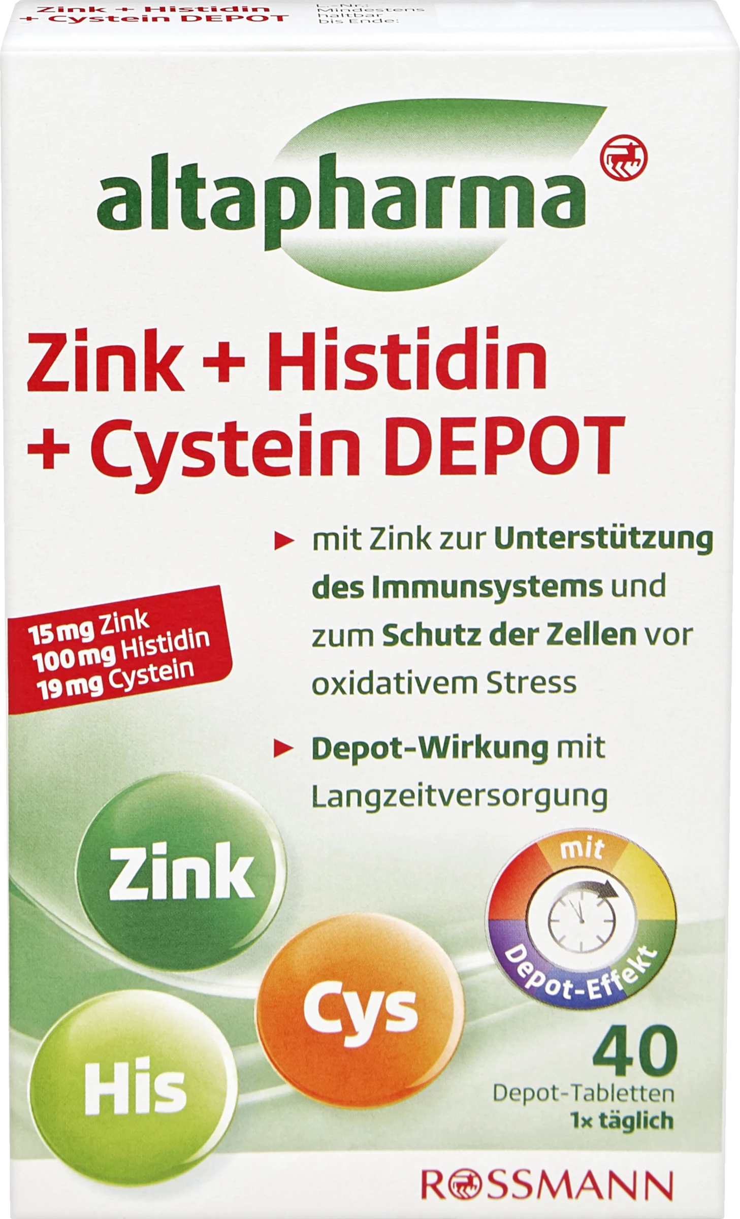 Altapharma Zink + Histidin + Cystein Depot Tabletten 1 Altapharma Zink + Histidin + Cystein Depot Tabletten