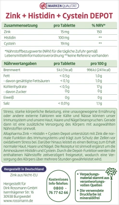 Altapharma Zink + Histidin + Cystein Depot Tabletten 11 Altapharma Zink + Histidin + Cystein Depot Tabletten -NIVEA SHOP MAM 7465769 SHOP IMAGE 1.4