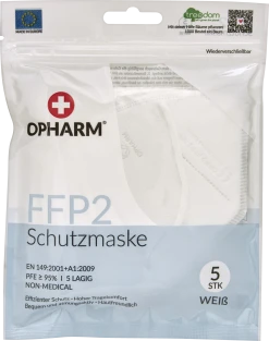 Opharm FFP2 Schutzmaske Weiß 5-lagig