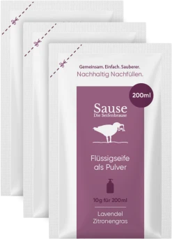 SAUSE SEIFENBRAUSE Flüssigseife Als Pulver Lavendel Zitronengras Nachfüllbeutel