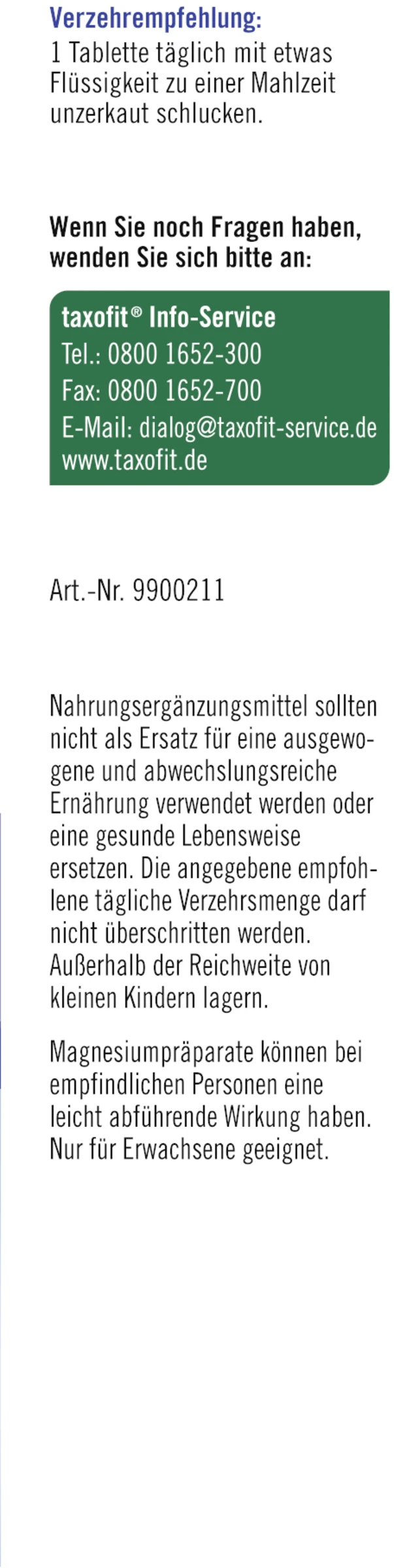 Taxofit Magnesium 400 + Kalium 3 Taxofit Magnesium 400 + Kalium – Bild 3