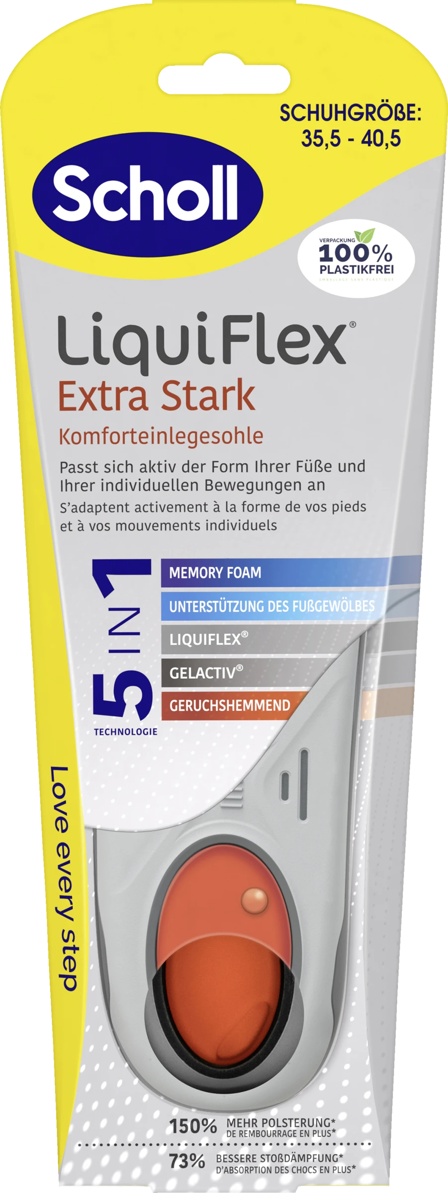 Scholl LiquiFlex Extra Stark Komforteinlegesohle Größe 35,5 - 40,5 1 Scholl LiquiFlex Extra Stark Komforteinlegesohle Größe 35,5 - 40,5