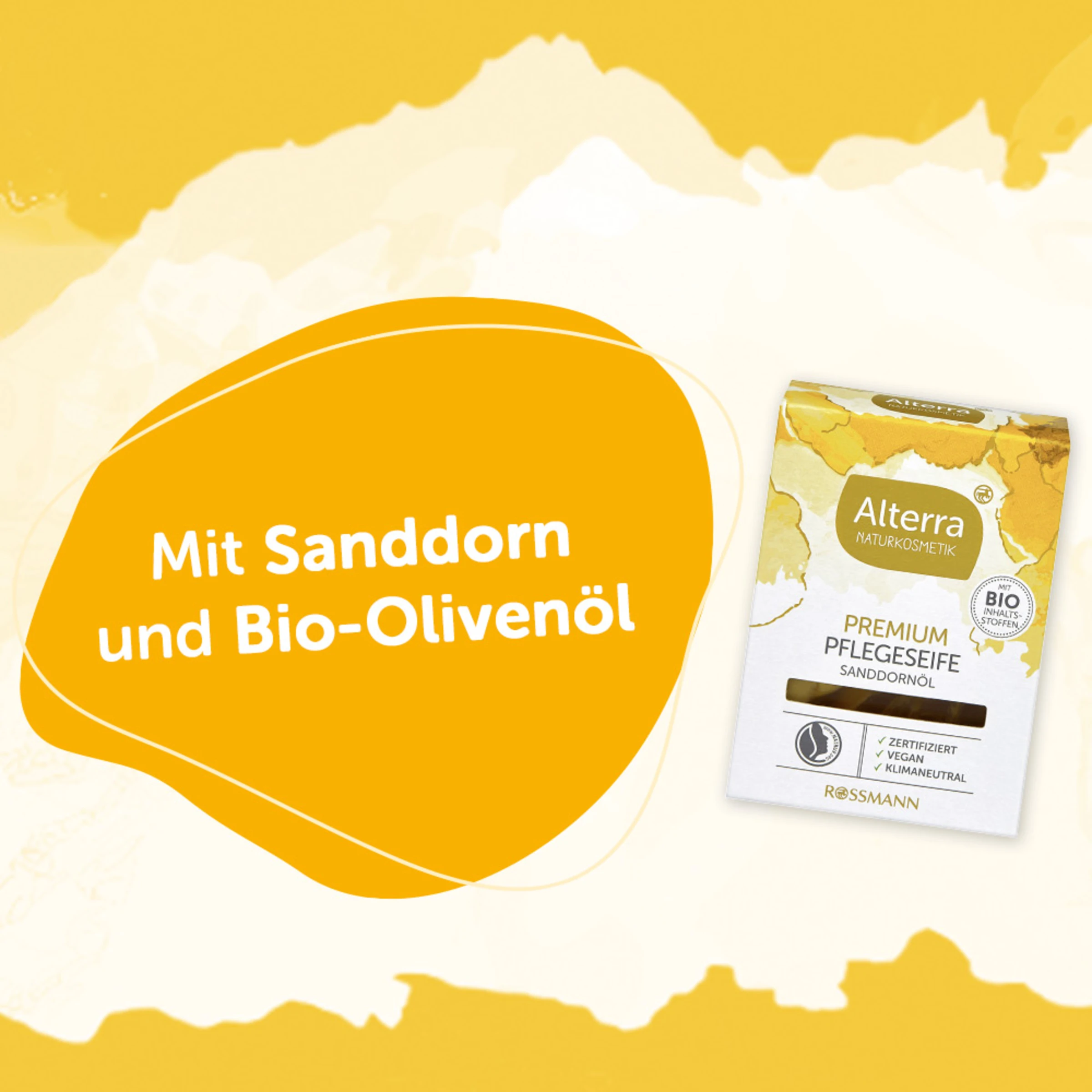 Alterra NATURKOSMETIK Premium Pflegeseife Sanddornöl 3 Alterra NATURKOSMETIK Premium Pflegeseife Sanddornöl – Bild 3