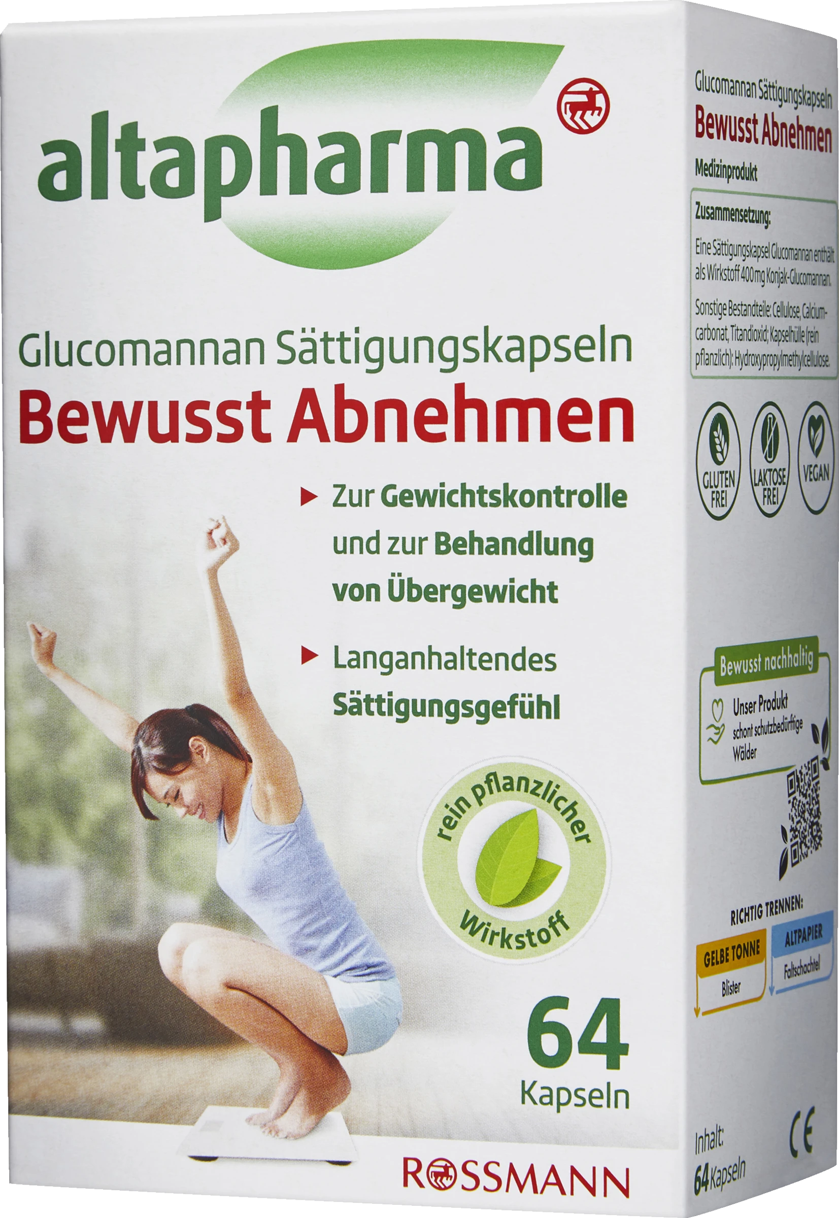 Altapharma Bewusst Abnehmen Glucomannan Sättigungskapseln 1 Altapharma Bewusst Abnehmen Glucomannan Sättigungskapseln