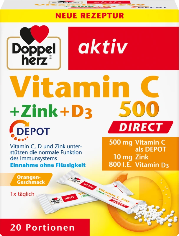 Doppelherz Aktiv Vitamin C 500 Direct + Zink + D3 1 Doppelherz Aktiv Vitamin C 500 Direct + Zink + D3
