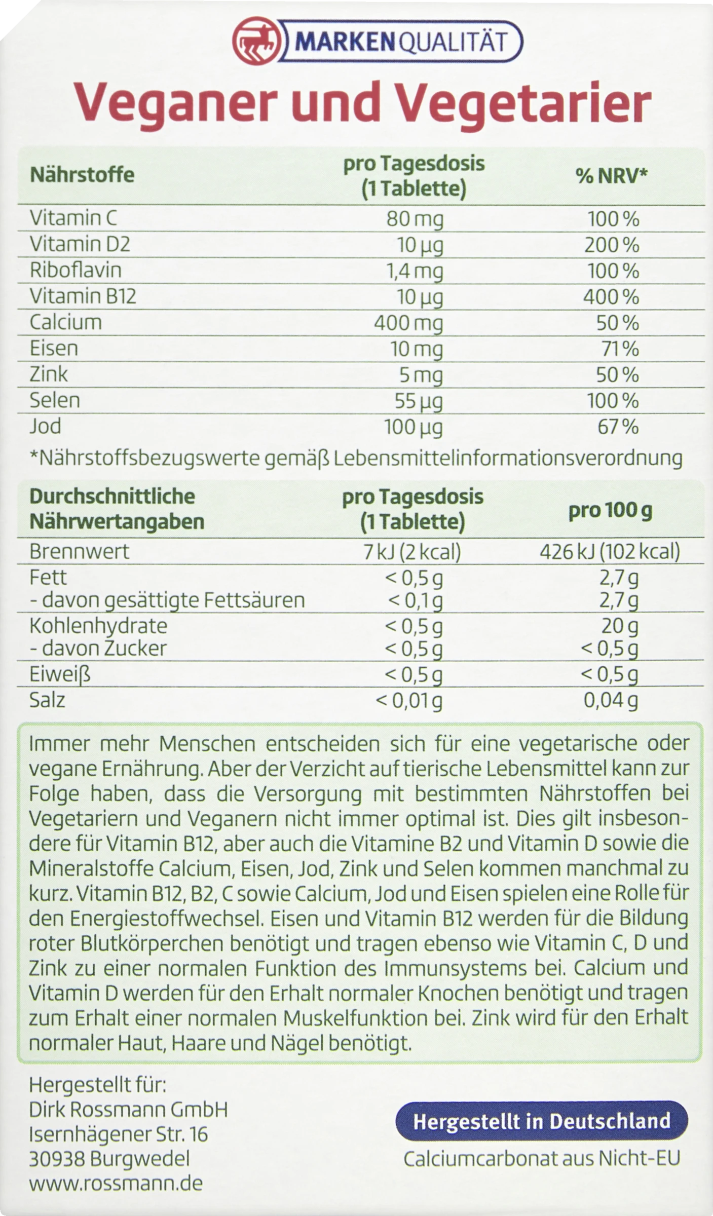 Altapharma Veganer Und Vegetarier Vitamine + Mineralstoffe 2 Altapharma Veganer Und Vegetarier Vitamine + Mineralstoffe – Bild 2