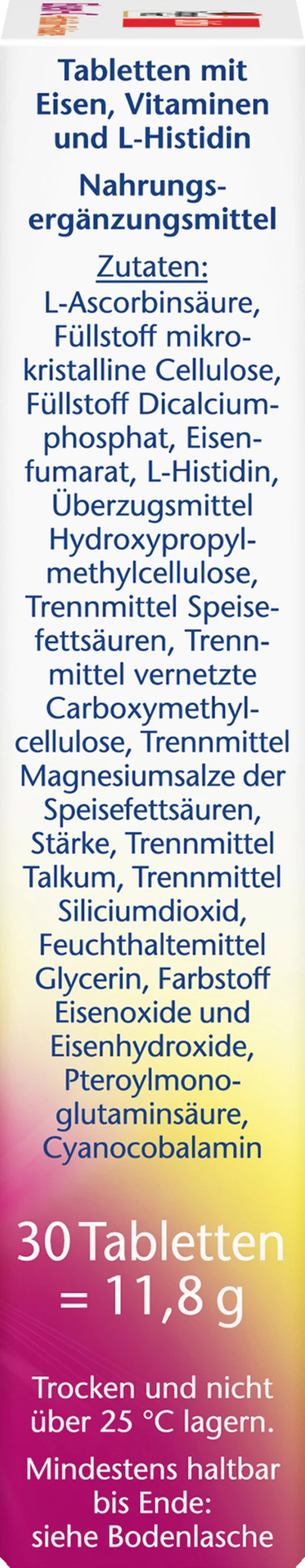 Doppelherz Aktiv Eisen + C + Histidin + Folsäure Mini-Tabletten 2 Doppelherz Aktiv Eisen + C + Histidin + Folsäure Mini-Tabletten – Bild 2