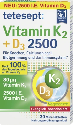 Tetesept Vitamin K2 + D3 2500 Mini-Tabletten