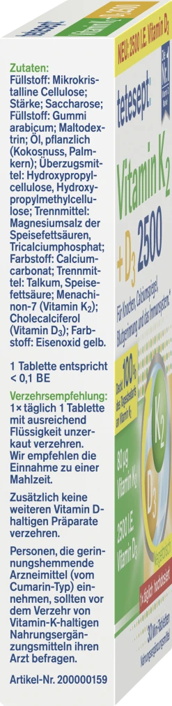 Tetesept Vitamin K2 + D3 2500 Mini-Tabletten 6 Tetesept Vitamin K2 + D3 2500 Mini-Tabletten -NIVEA SHOP MAM 8998474 SHOP IMAGE 1.4