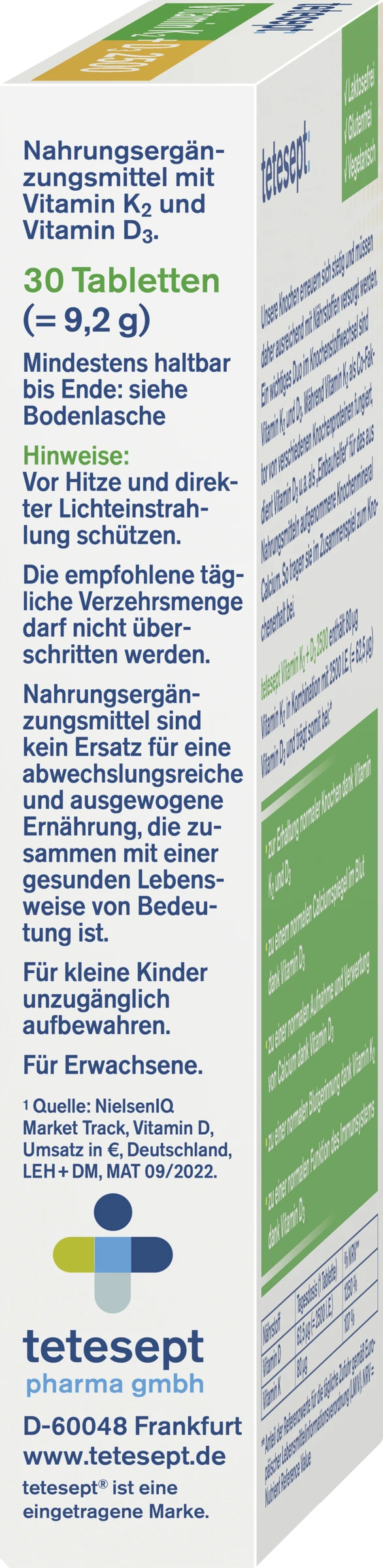 Tetesept Vitamin K2 + D3 2500 Mini-Tabletten 2 Tetesept Vitamin K2 + D3 2500 Mini-Tabletten – Bild 2