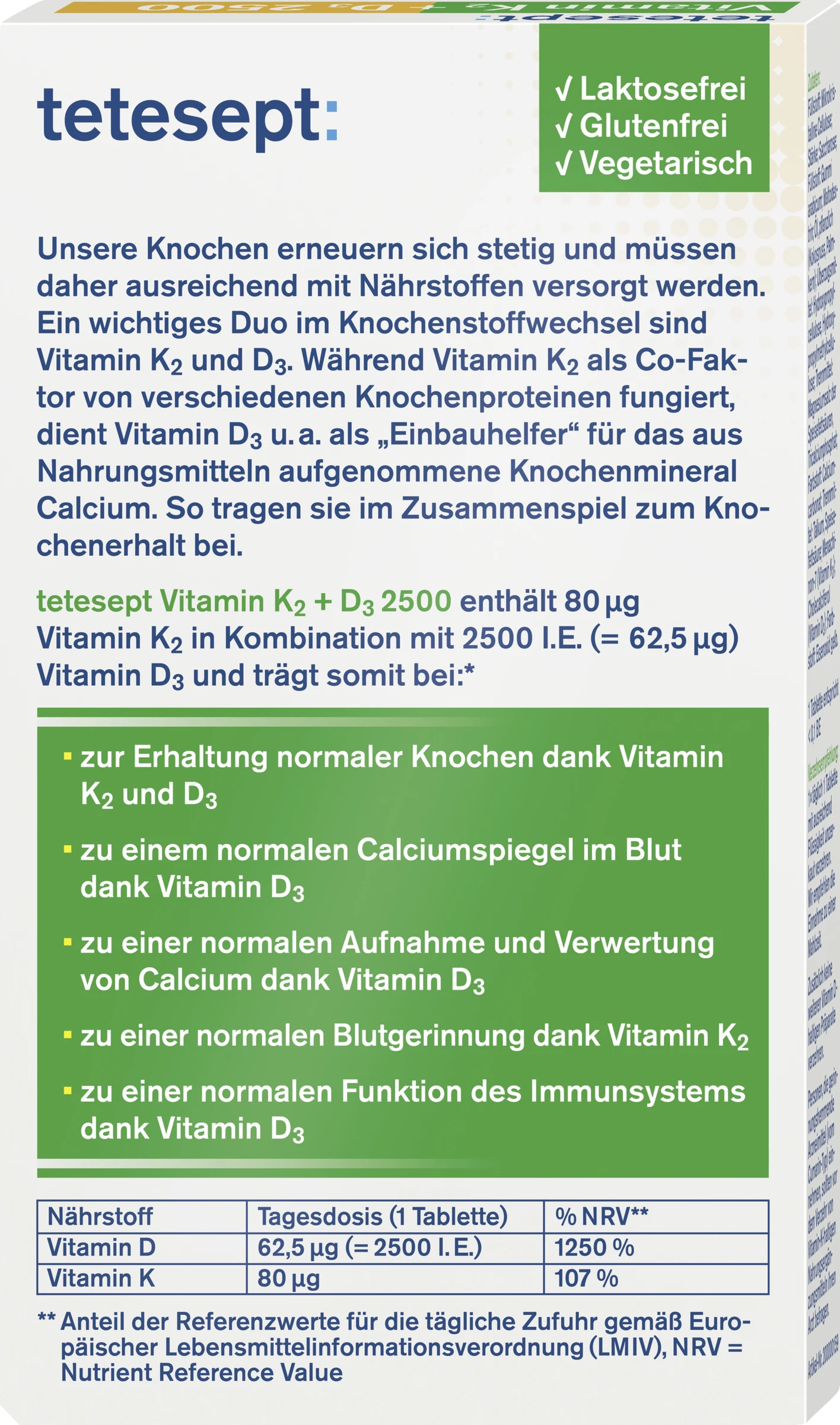 Tetesept Vitamin K2 + D3 2500 Mini-Tabletten 4 Tetesept Vitamin K2 + D3 2500 Mini-Tabletten – Bild 4