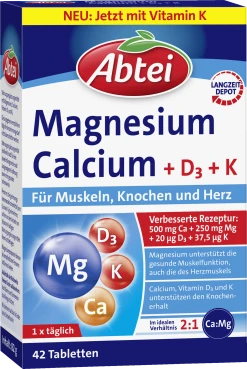 Abtei Magnesium Calcium + D3 + K Tabletten