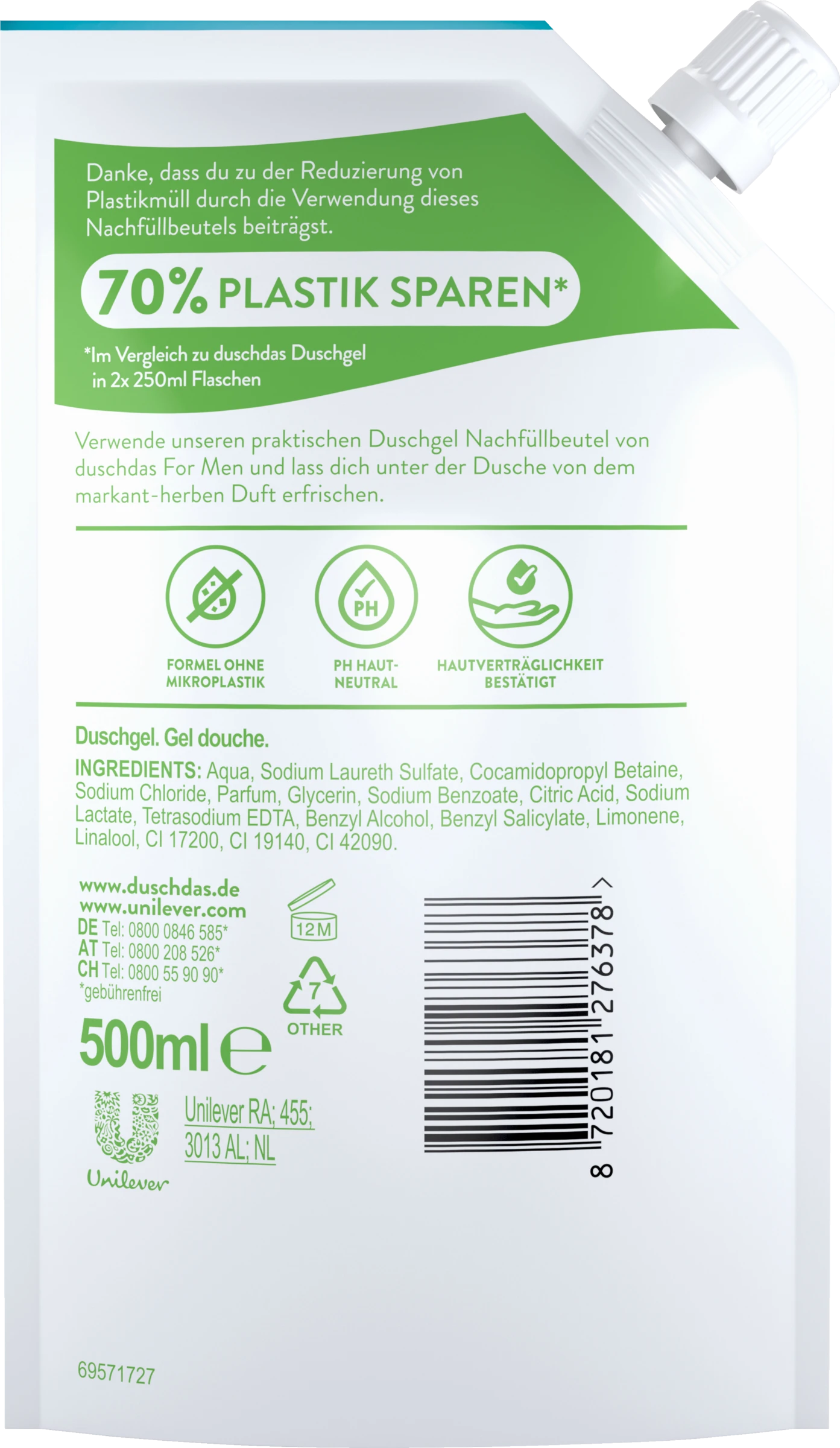 Duschdas 3-in-1 Duschgel & Shampoo For Men Nachfüllbeutel 2 Duschdas 3-in-1 Duschgel & Shampoo For Men Nachfüllbeutel – Bild 2