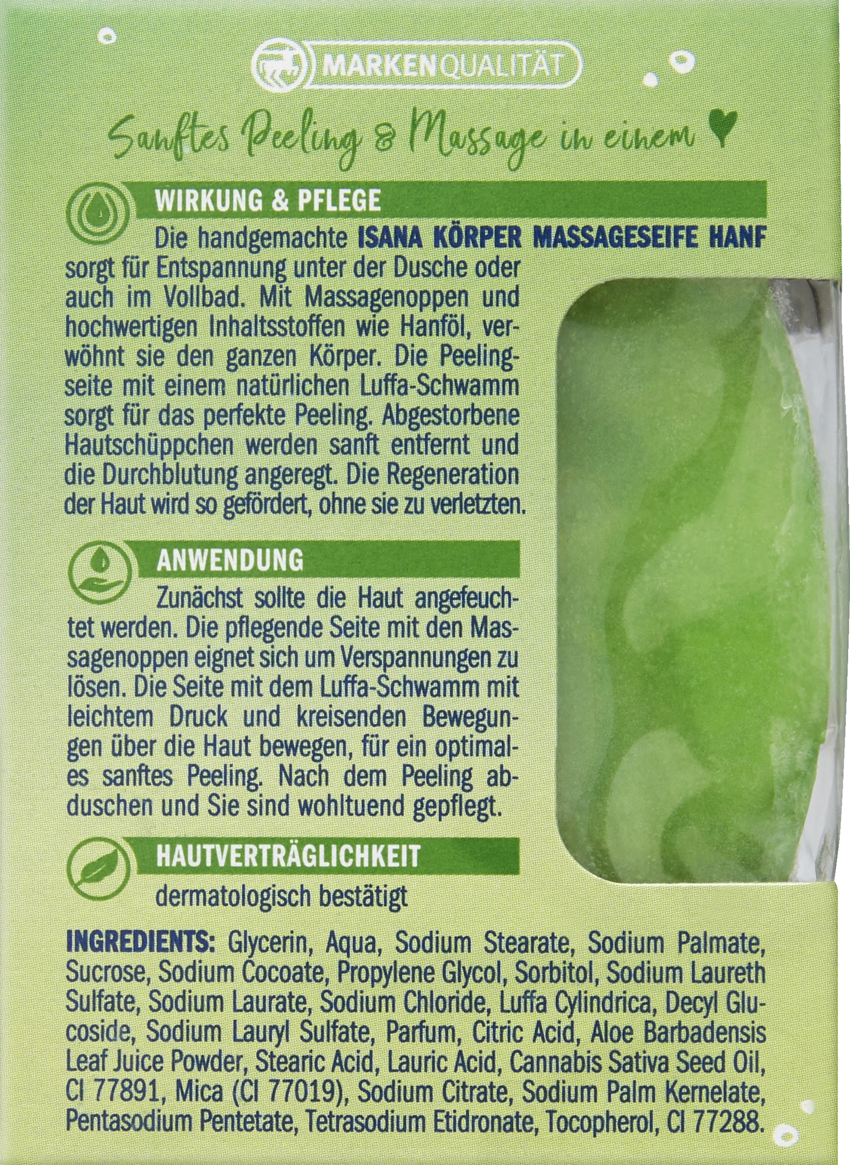 ISANA Körper Massageseife Hanf 2 ISANA Körper Massageseife Hanf – Bild 2