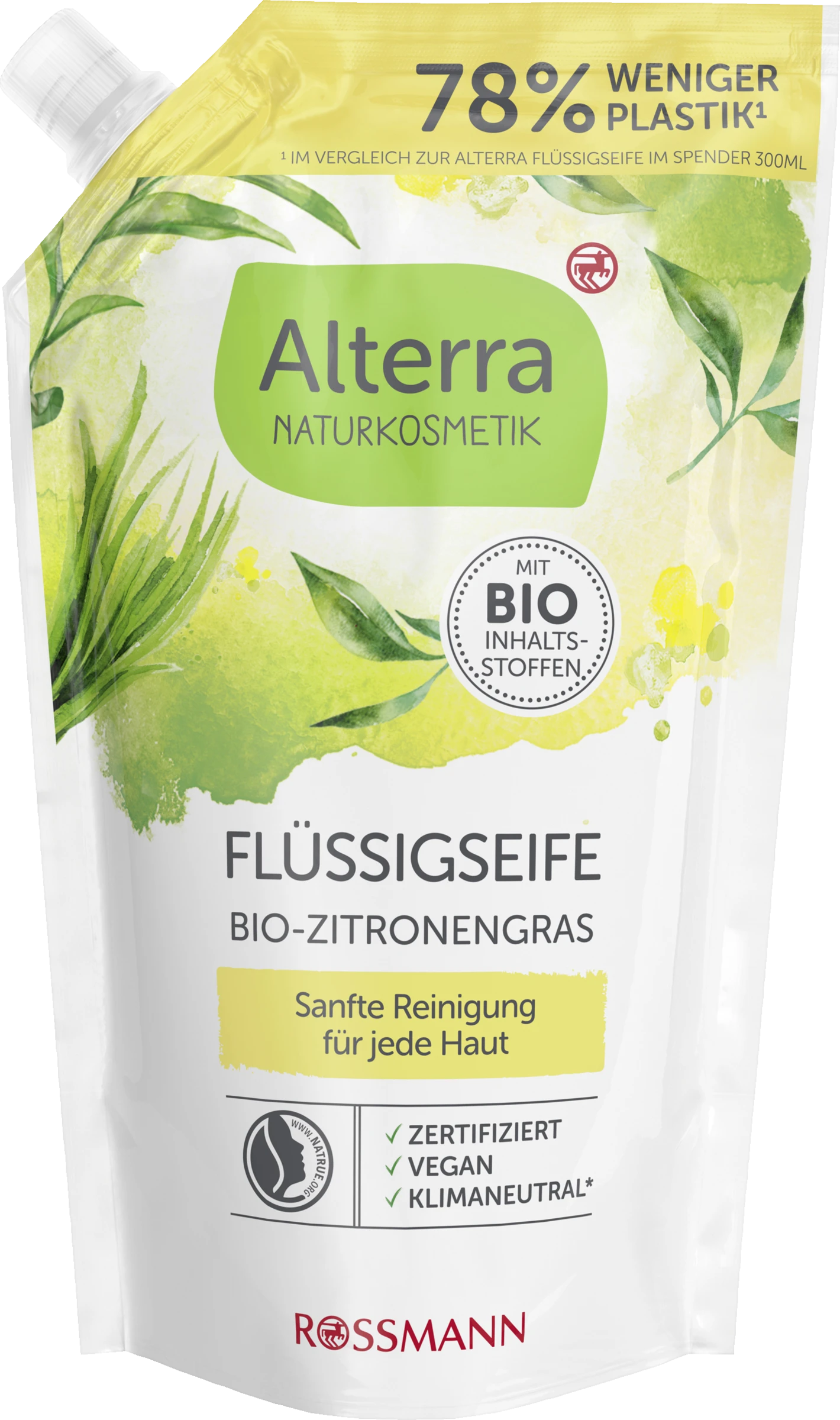 Alterra NATURKOSMETIK Flüssigseife Bio-Zitronengras Nachfüllbeutel 1 Alterra NATURKOSMETIK Flüssigseife Bio-Zitronengras Nachfüllbeutel