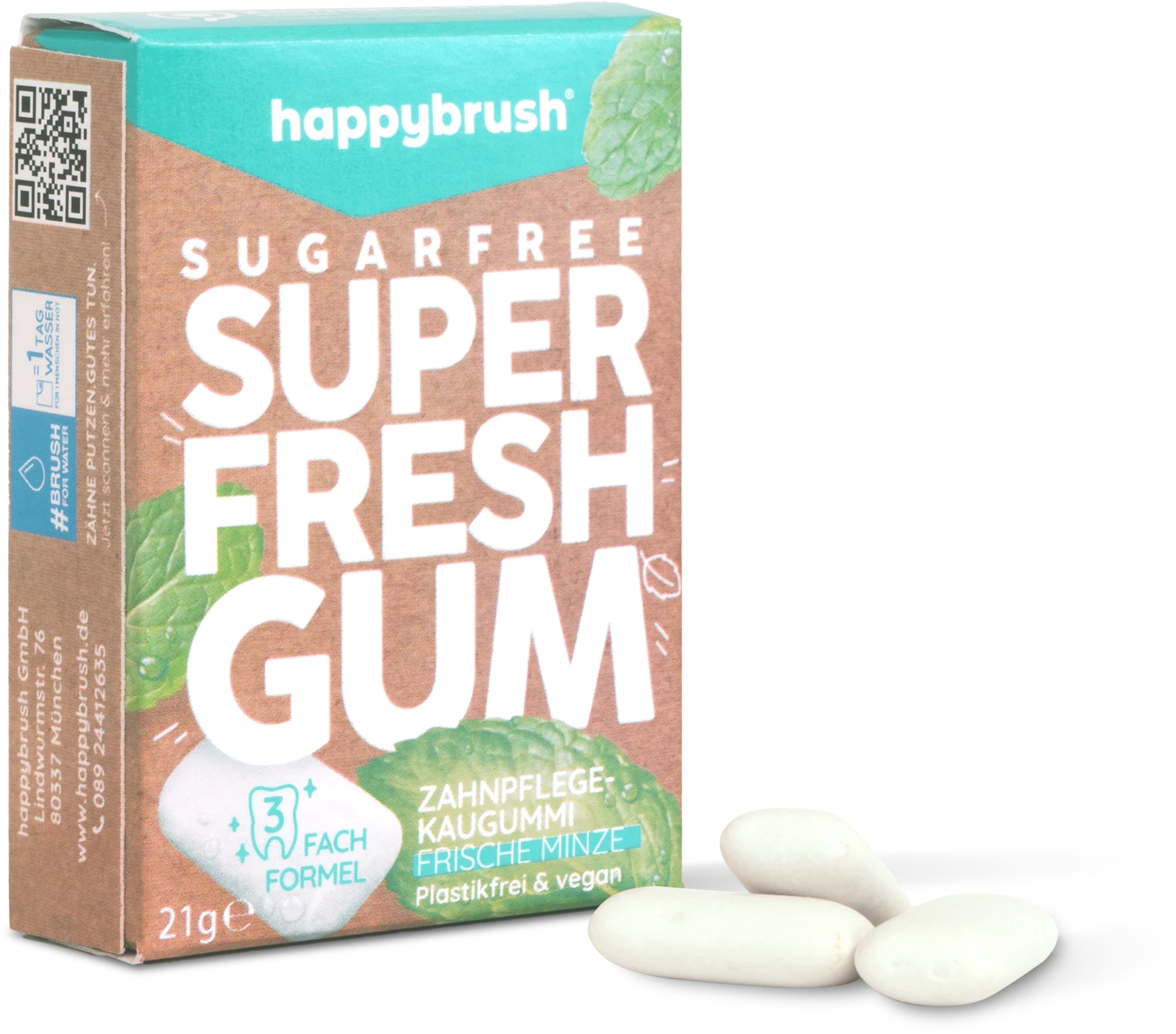 Happybrush SuperFresh Gum Zahnpflege-Kaugummi 1 Happybrush SuperFresh Gum Zahnpflege-Kaugummi