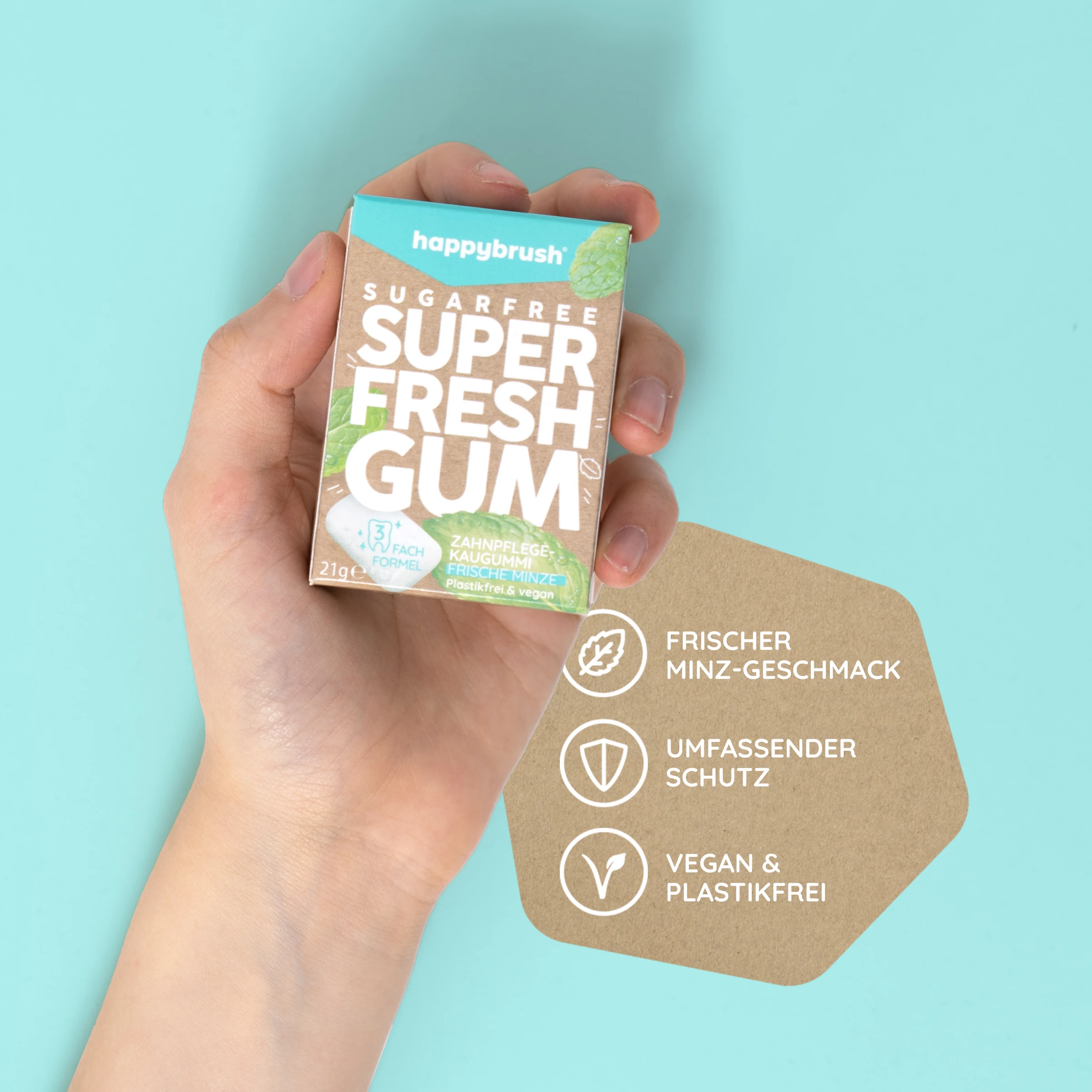 Happybrush SuperFresh Gum Zahnpflege-Kaugummi 3 Happybrush SuperFresh Gum Zahnpflege-Kaugummi – Bild 3