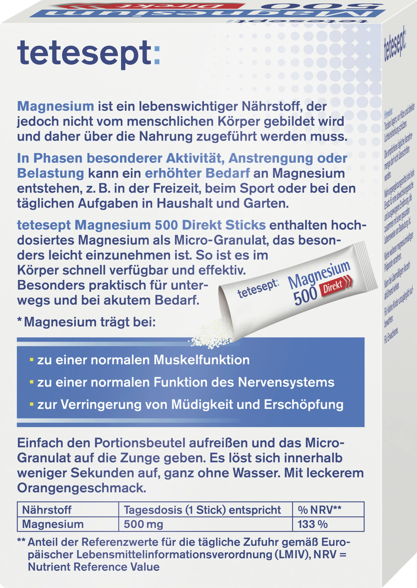 Tetesept Magnesium 500 Direkt-Sticks 2 Tetesept Magnesium 500 Direkt-Sticks – Bild 2