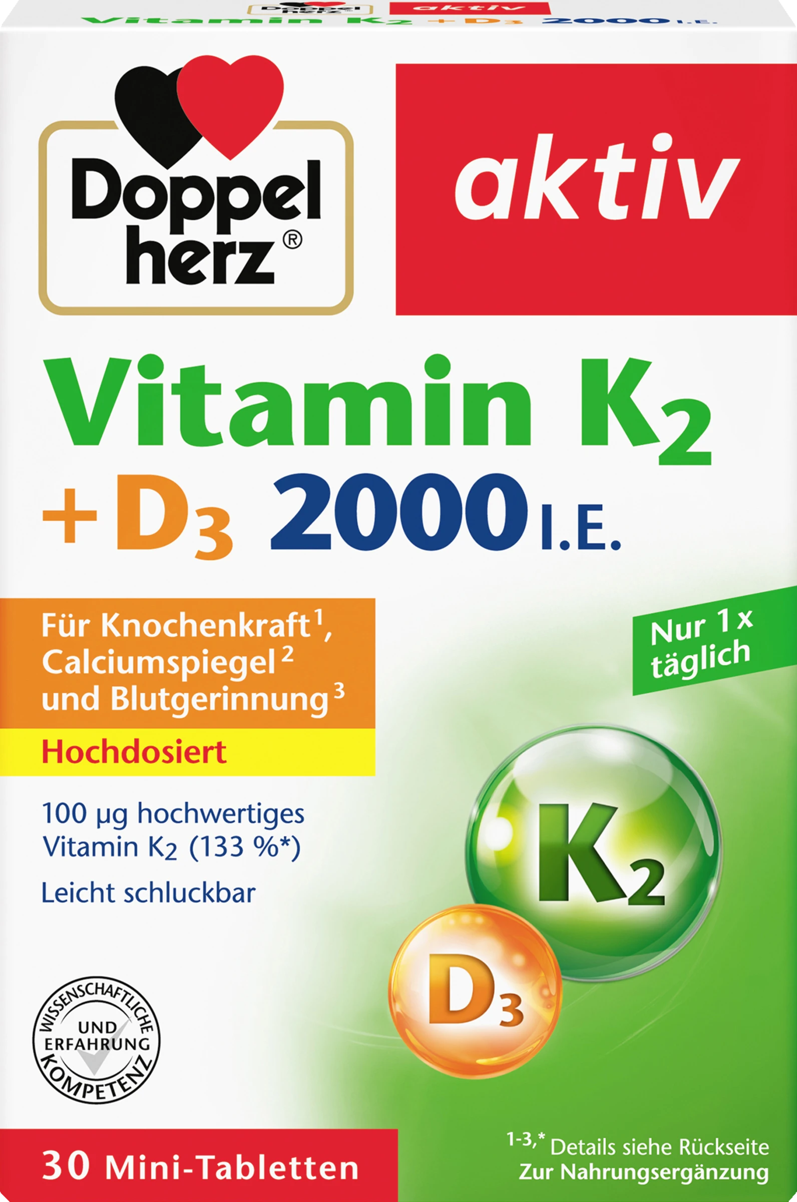 Doppelherz Aktiv Vitamin K2 - D3 2000 I.E. 1 Doppelherz Aktiv Vitamin K2 - D3 2000 I.E.