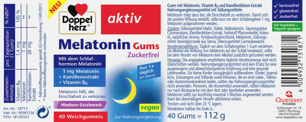 Doppelherz Melatonin Gums Zuckerfrei Himbeergeschmack 2 Doppelherz Melatonin Gums Zuckerfrei Himbeergeschmack – Bild 2